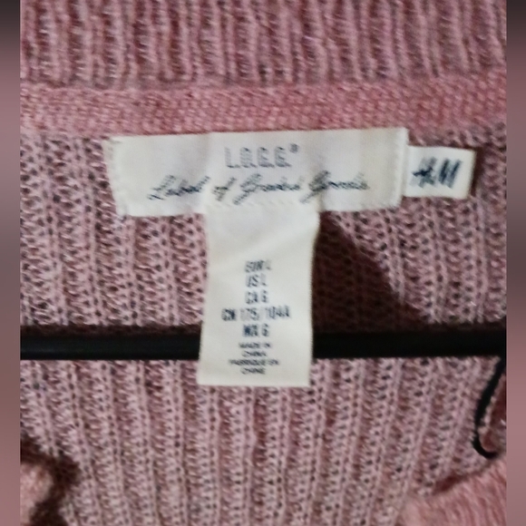 H&M L.O.G.G pink v-neck sweater sz lg - Picture 3 of 3